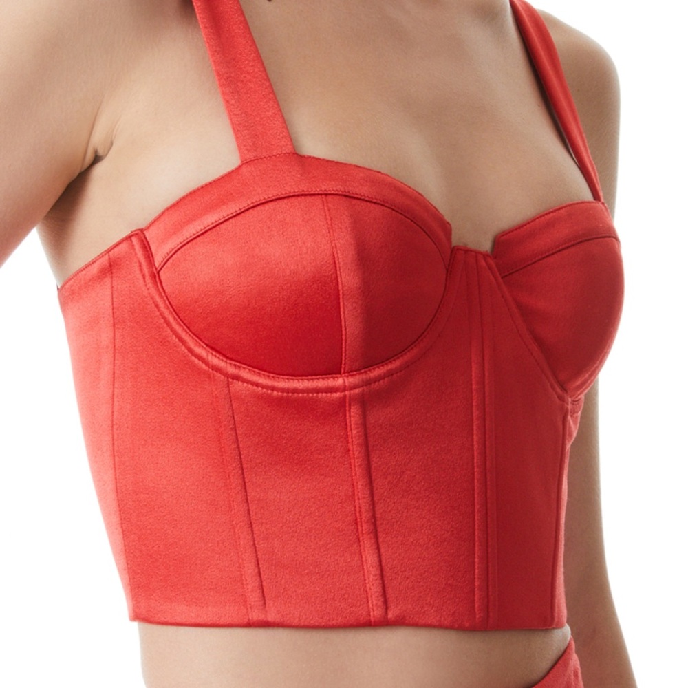 Alice and Olivia Jeanna cropped bustier top